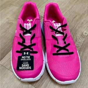 Under Armour 3Y Kids Little Girl Pink Sneakers No Tie Shoelaces Never Used